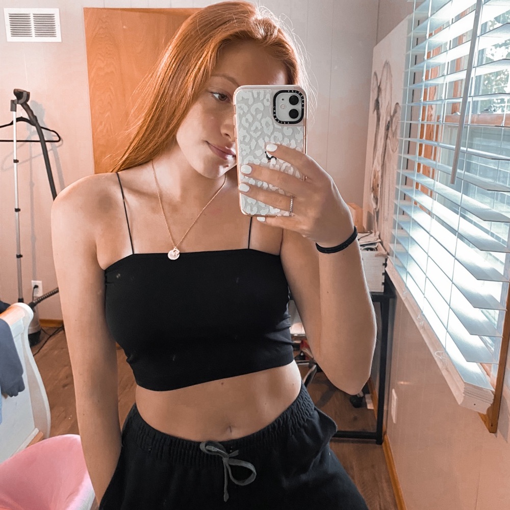 Black Bungee Strap Crop Top